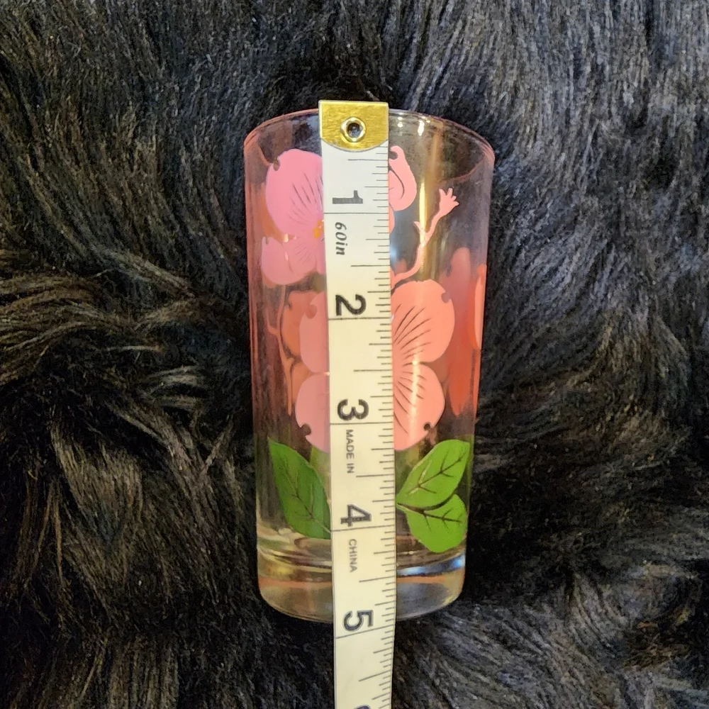 Set of 3 Vintage Floral Drinking Glasses
